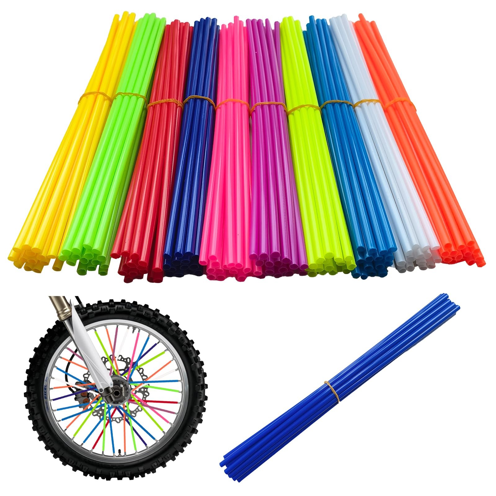 150 PCS Spoke Skins Covers 10 Colors 9.4 inches, 10 Mixed