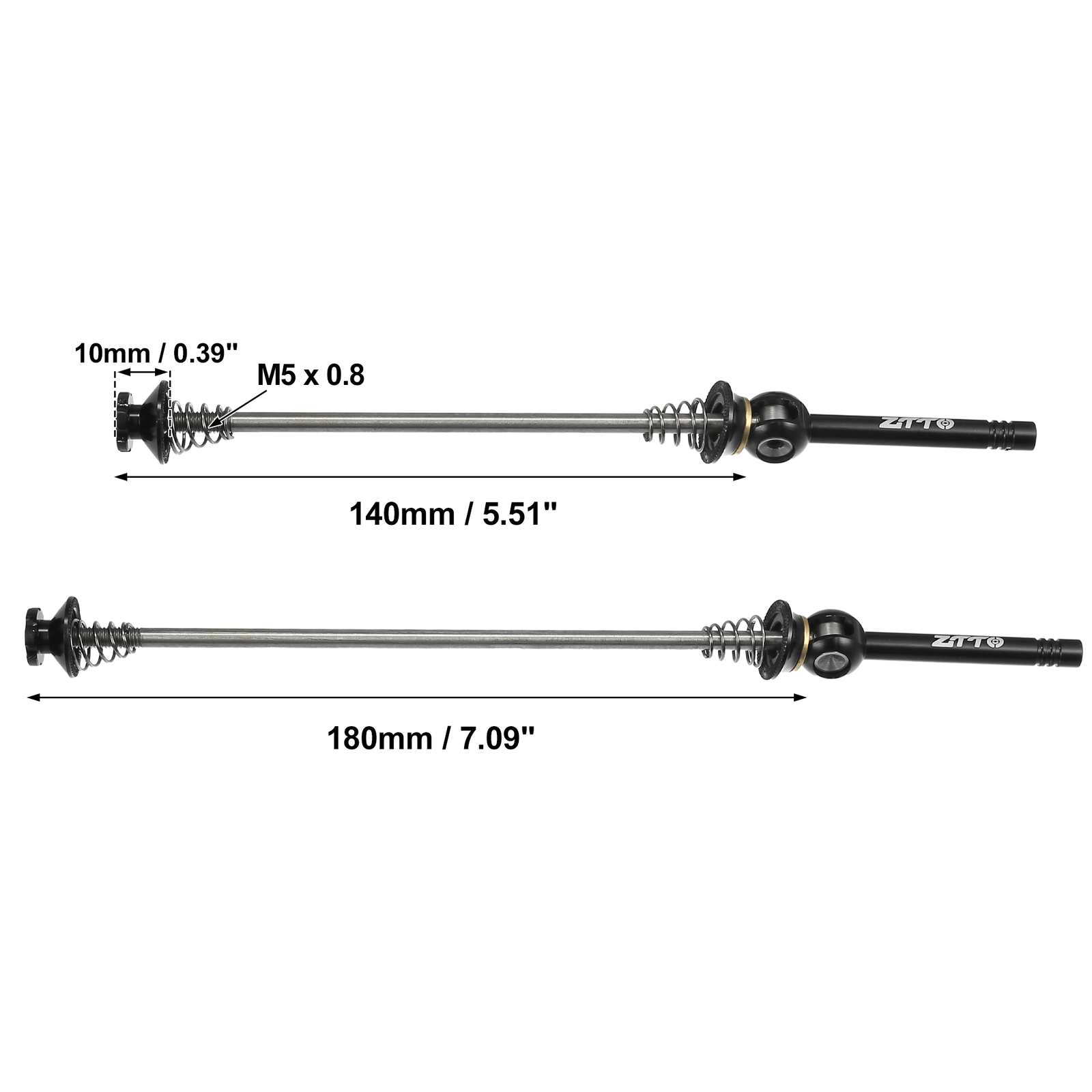 Universal Piece of 2 Quick Release Axles Skewers Lever 140mm 5.51″ 180mm 7.09″