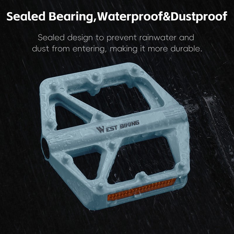 WEST BIKING Nylon Bicycle Pedals DU Sealed Bearing 9/16″ Bike Flat Pedals A Pair