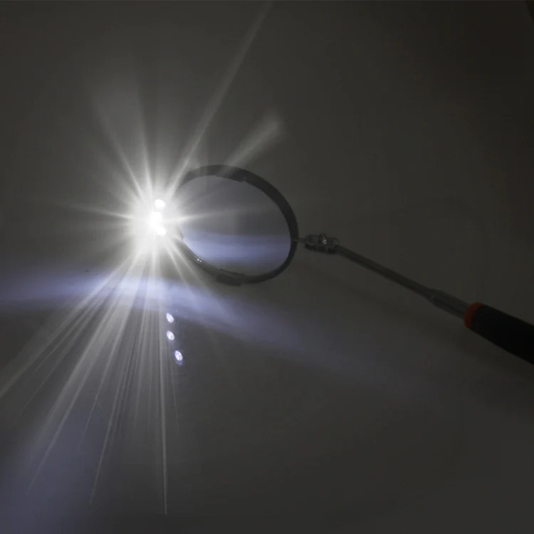 Retractable Vehicle Car Chassis Inspection Mirror with 3 PCS 5mm LED Lights, Mir