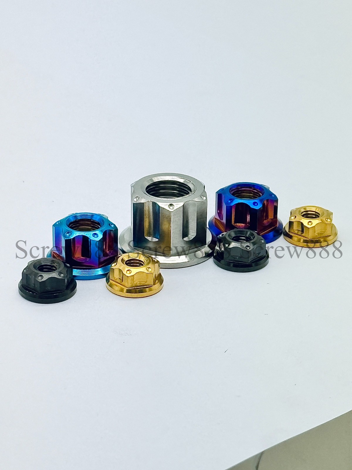 6pcs Titanium Nut M6 M8 M10 M12 M14 M16 Ti Flange Nuts for Motorcycle Rear Axle