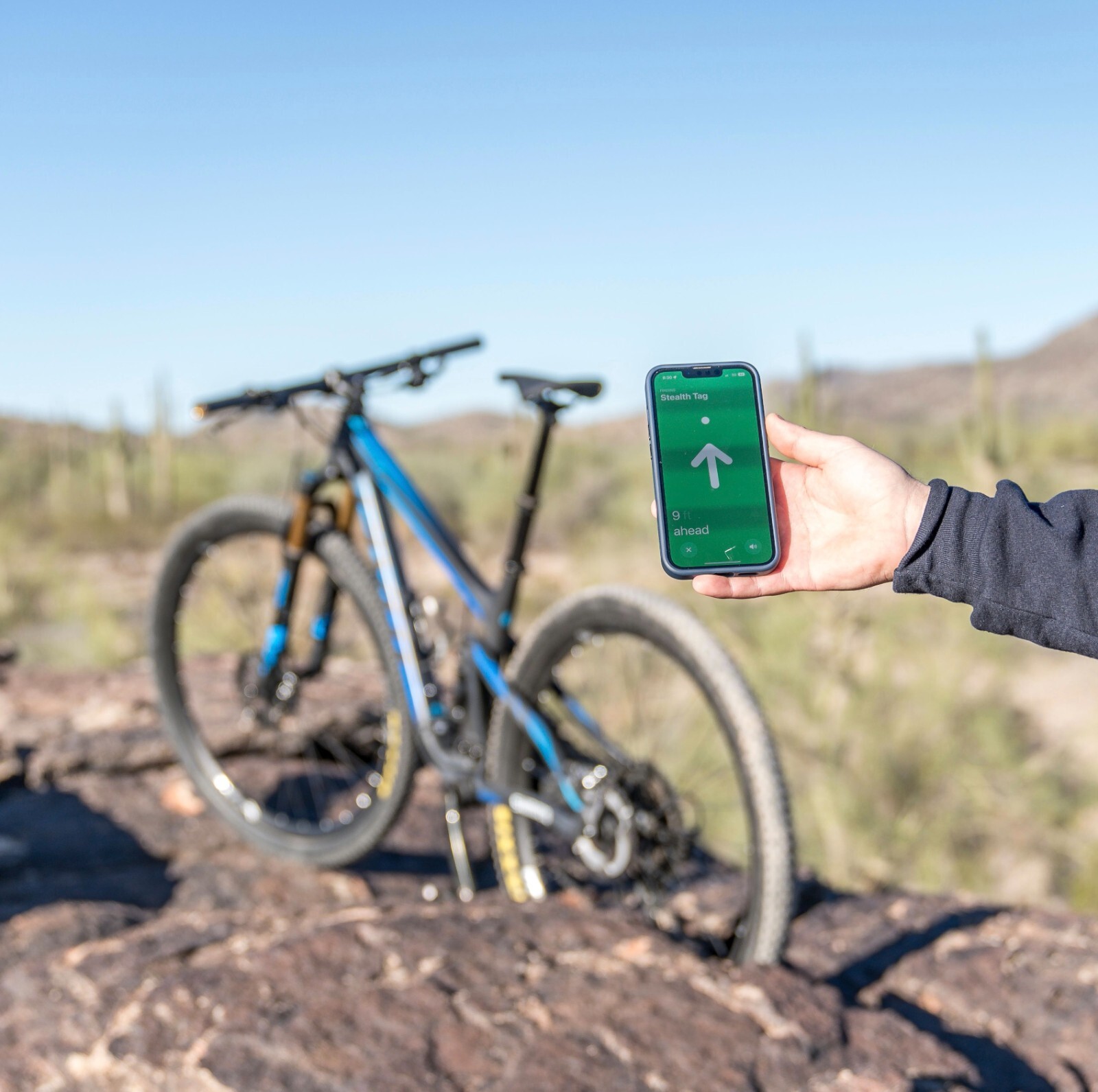 Stealth Tag Fox 36 Fork- Smallest AirTag mountain bike holder to track a bike