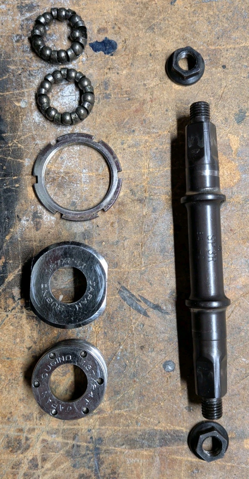 Sugino Bottom Bracket 1.37x24T, 150 mm spindle, Used For Parts SP3R Square Taper