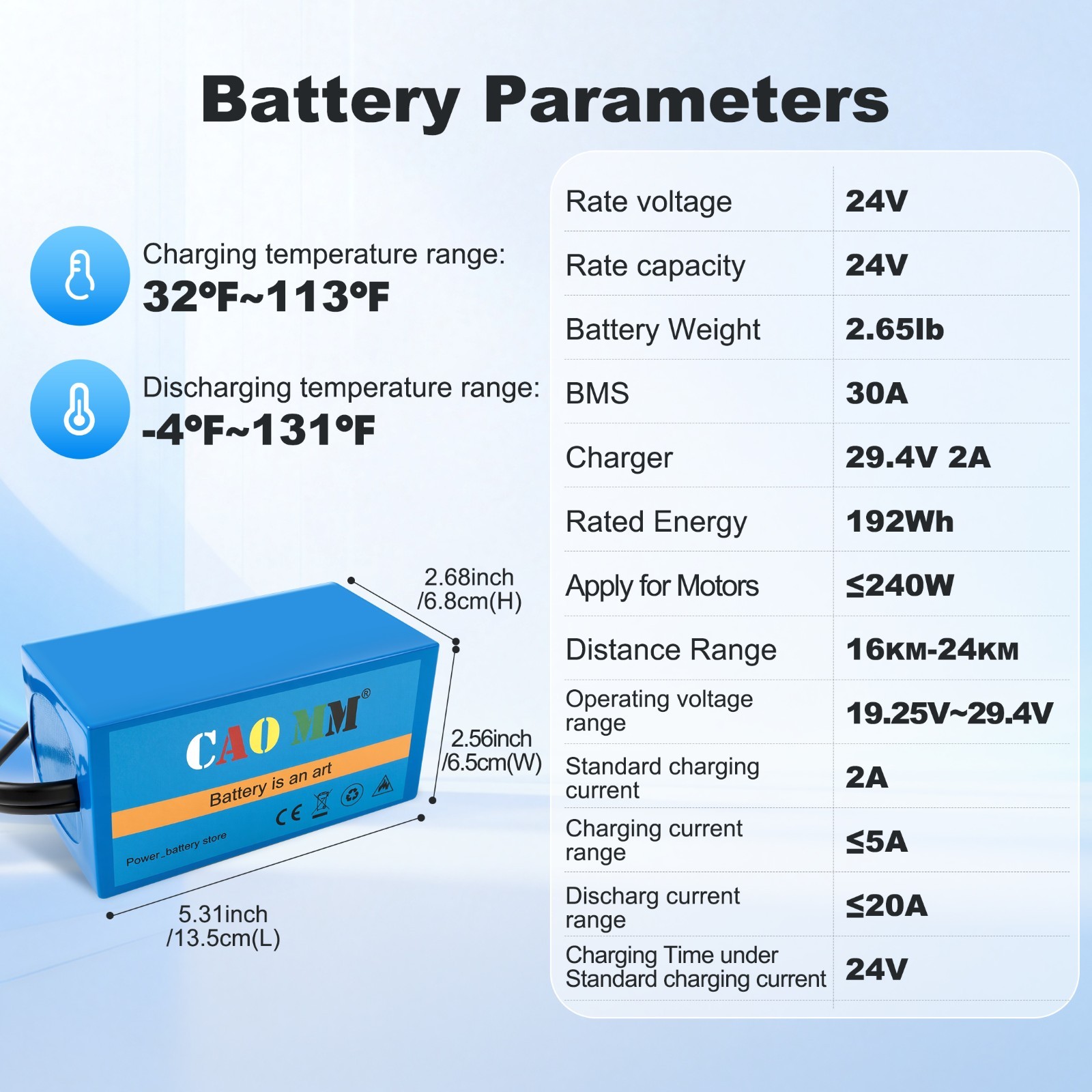 24V 8Ah Ebike Battery Lithium ion Battery for 0W-240W Electric Bicycle Scooter