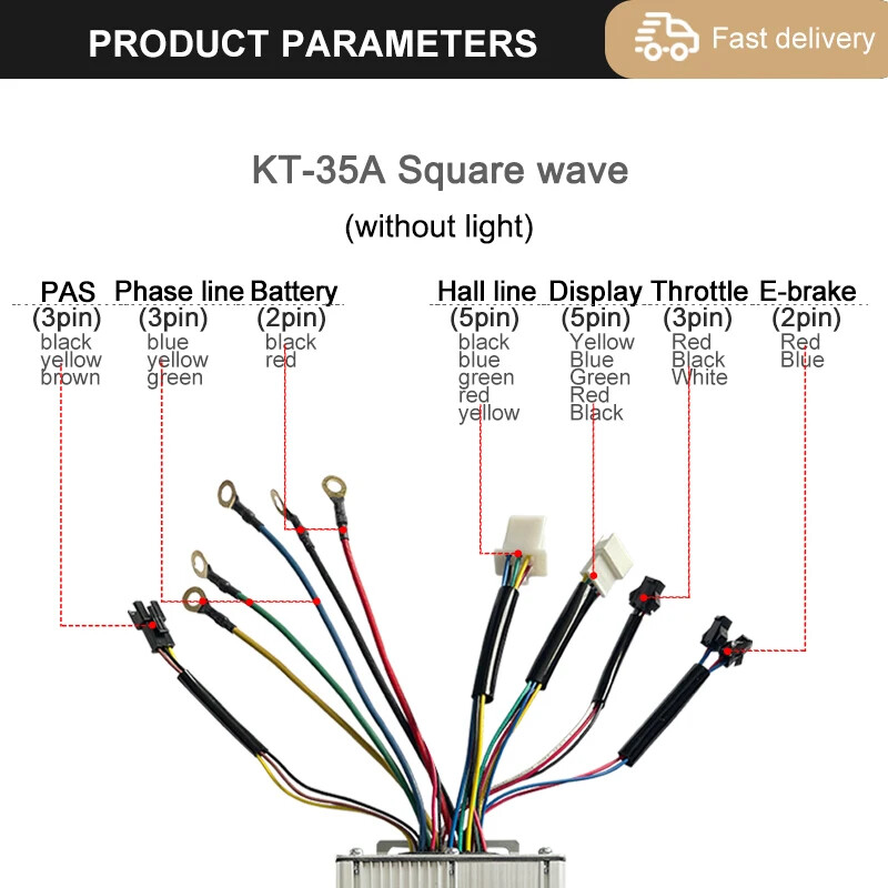 48V 30A 35A 50A E-bike Squarewave Controller for 52V/60-90V 1000W-3000W Motor