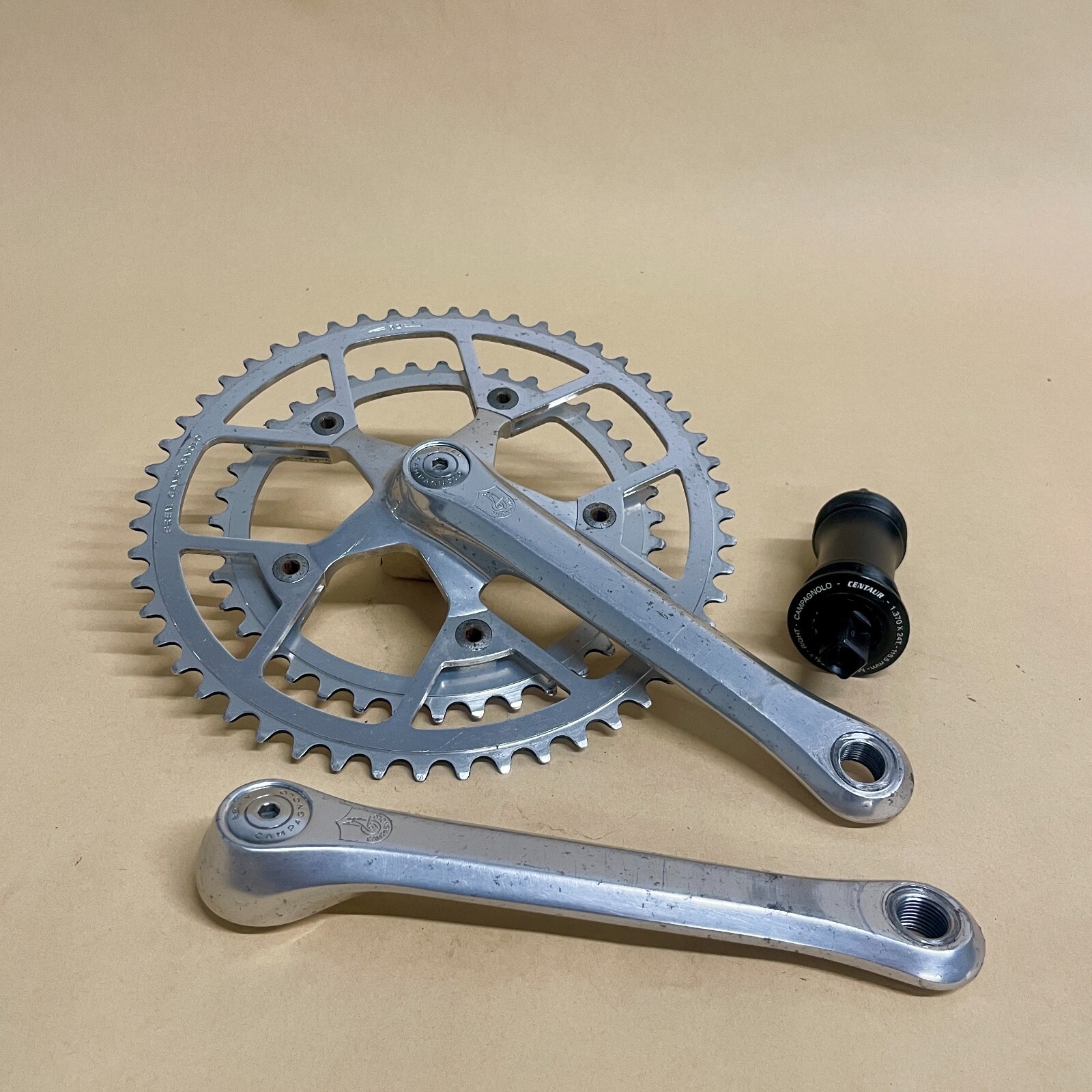 170mm Campagnolo Triomphe 52/40T double crankset, w/ 115.5mm Centaur sealed bb