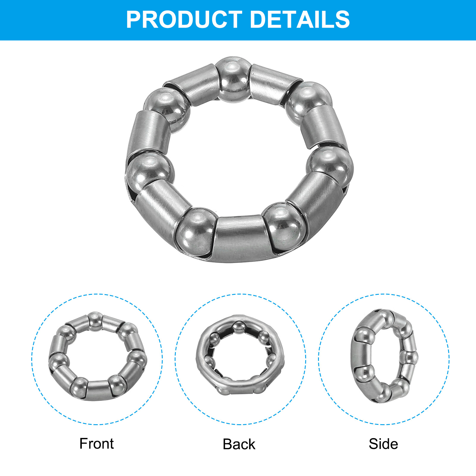 Bike Ball Crank Bearing 1-1/2inch x 7 Balls, 4 Pack Bicycle Bearings, Silver