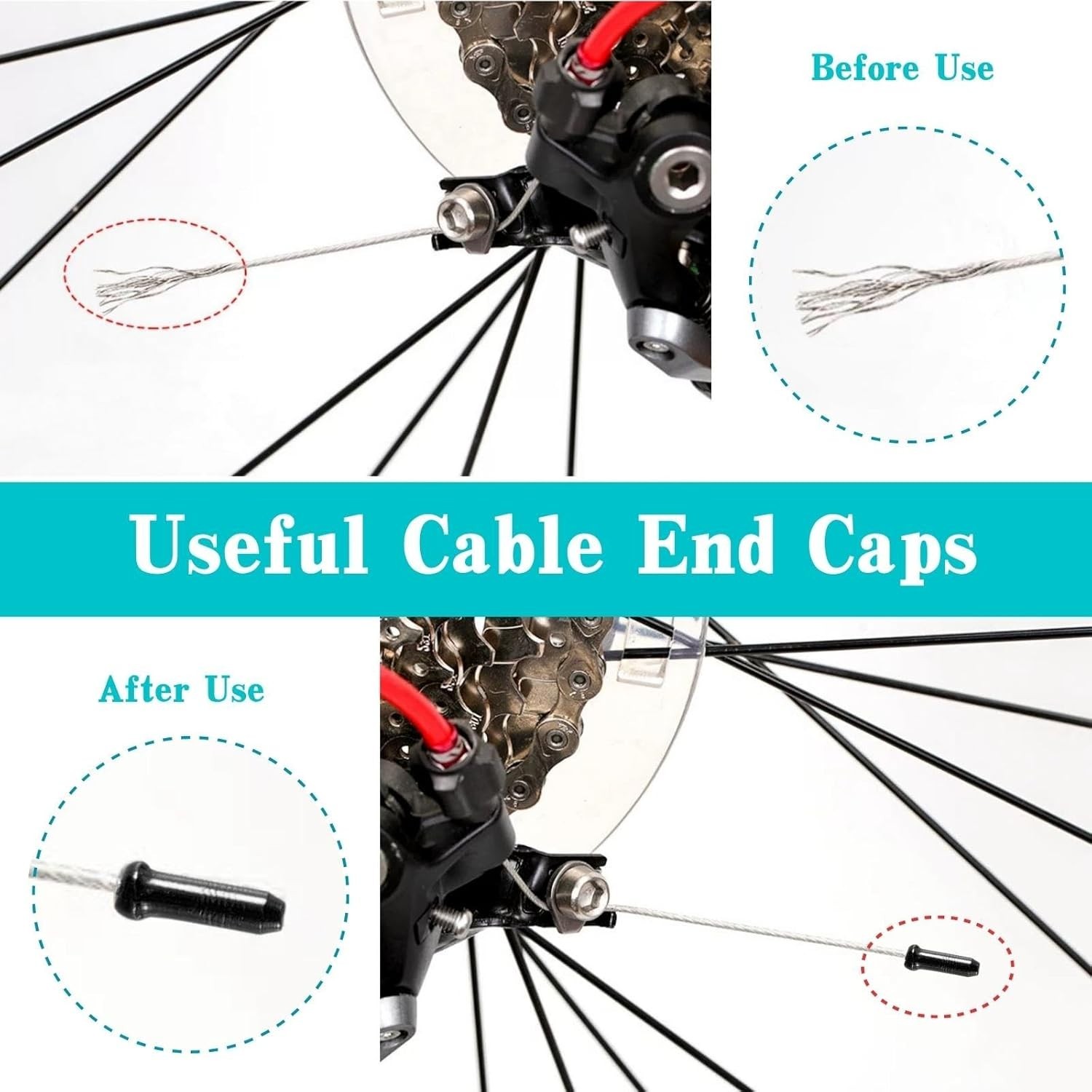 50PCS Durable Aluminum Alloy Bike Cable End Caps for Road & Mountain Bicycles