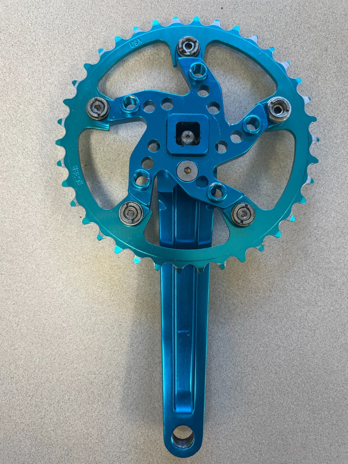 Kooka Tandem Crankset alloy anodized blue 175mm square taper retro rare