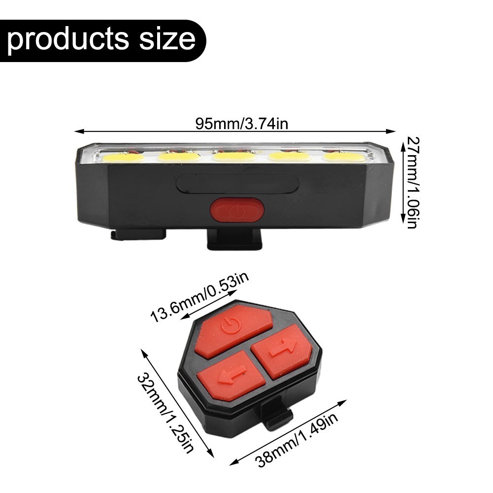 Wireless Remote Control Bicycle Tail Light USB Rechargeable with Safety Modes