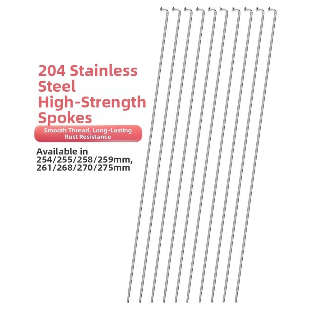 Stainless Steel Bike Spokes Set Of 10 For 26 Inch 275mm To 254mm Wheels