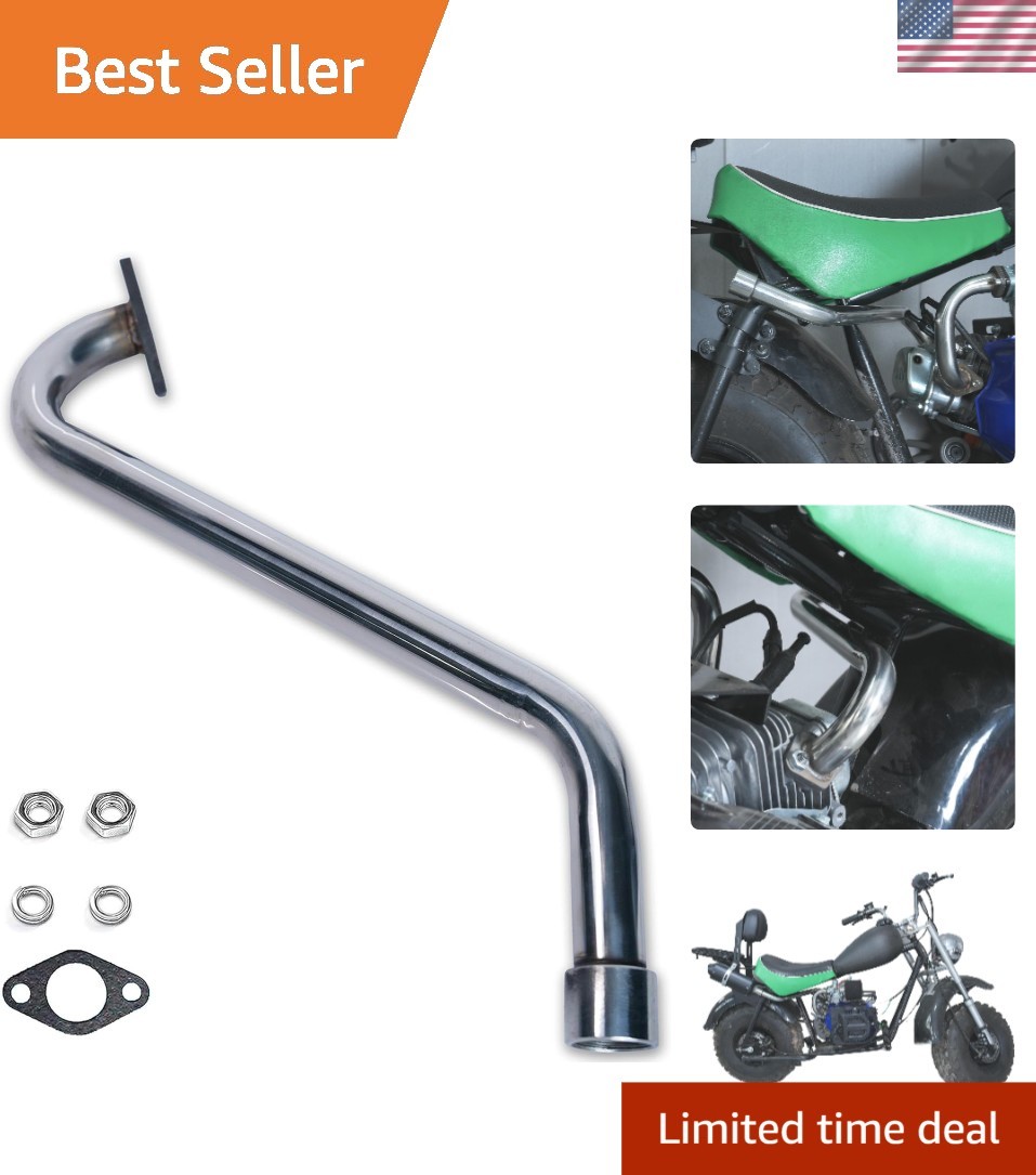 Burn-Free Right Long Pipe for Baja Warrior & Heat Mini Bikes – Stainless Steel