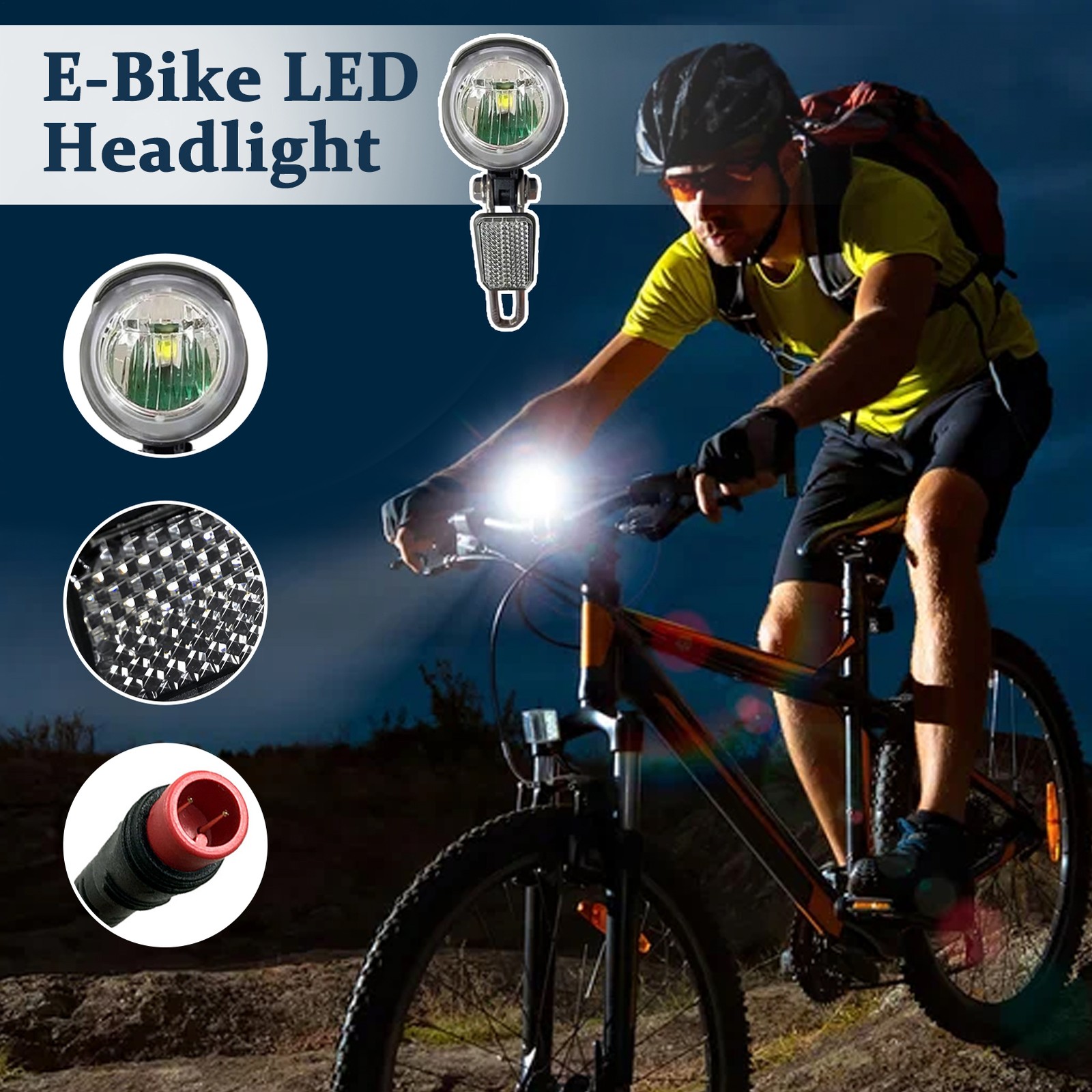 E-Bike Led Headlight 6V 12V 24V 36V 48V 60V Bicycle Light Front Headlight