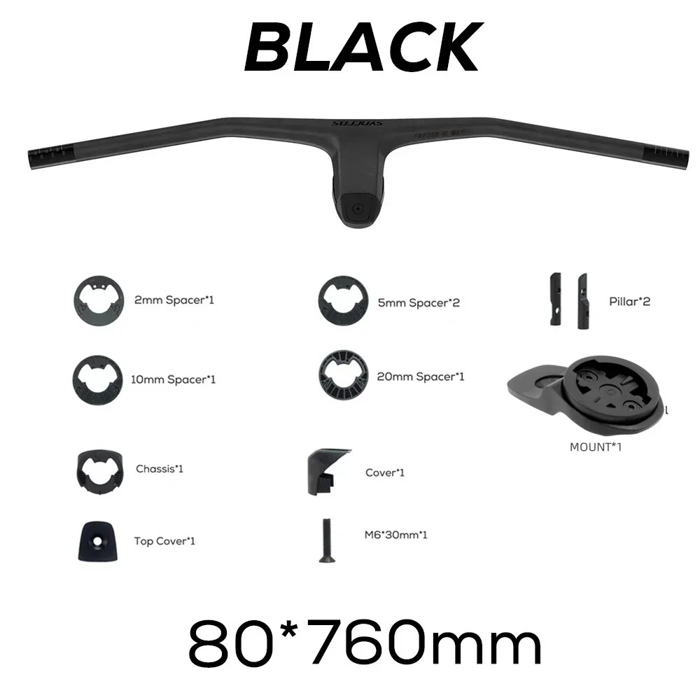 740MM -20 Degrees Full Carbon Fiber Integrated Cockpit MTB Handlebar with Stem