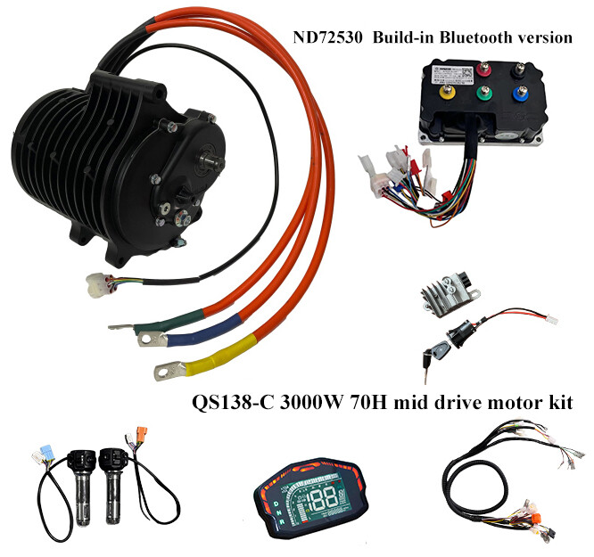 US Stock Qs138-C 3000W 70h Mid drive motor+build-in buletooth ND72530 Controller