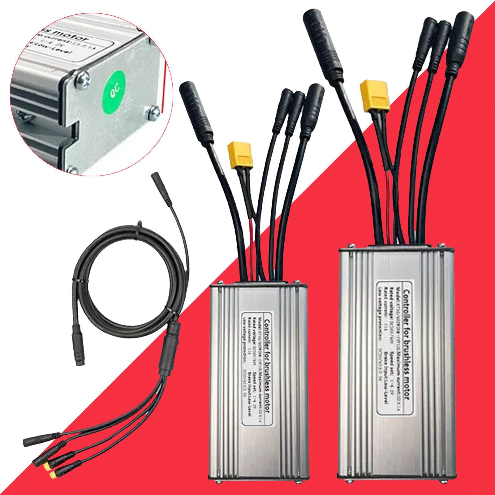 22A Squarewave DC 36V/48V 500W Waterproof 9 Mosfets Brushless E-bike Controller
