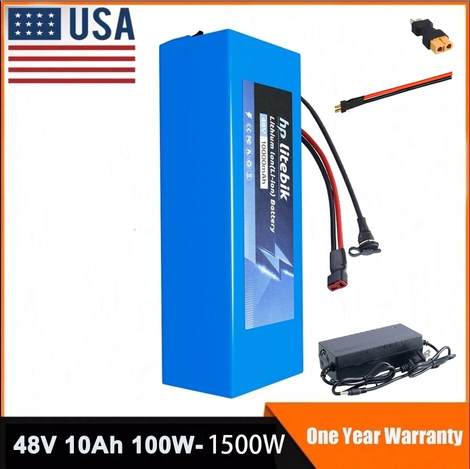 48V Lithium Ebike Battery w/ 30A BMS for ≤1500W Electric Bike Bicycle Scooter US
