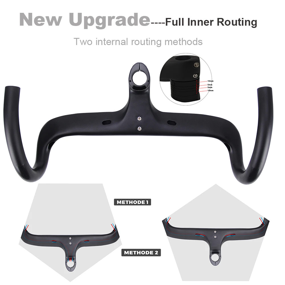 Carbon Road Bike Handlebar Full Internal Routing Racing Drop Handlebars