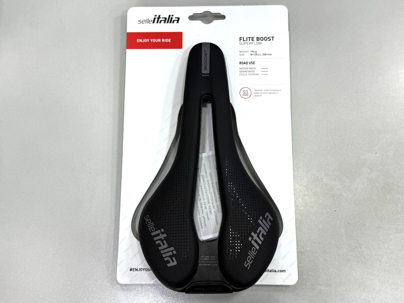Selle Italia Flite Boost Superflow S3 (135X248mm) Ti316 Rail Saddle (Black)