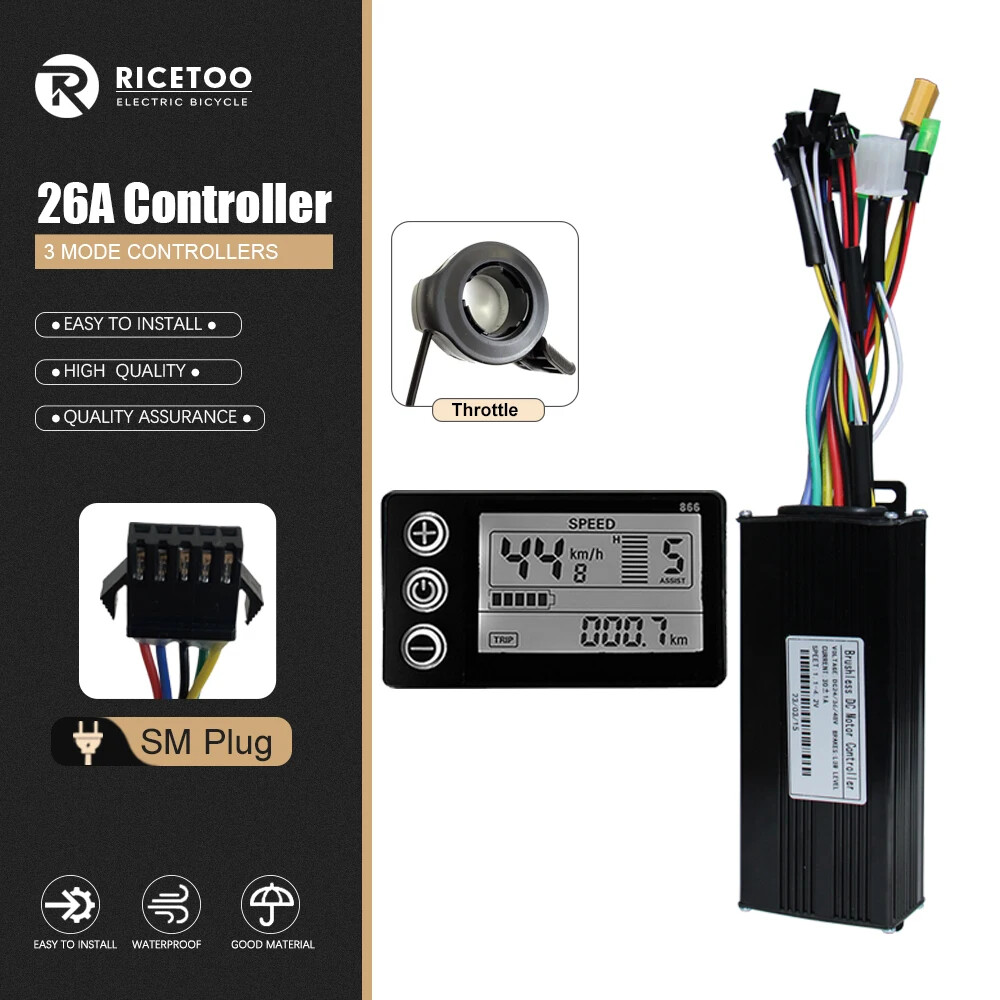 Three-Mode Electric Bike Controller 17A 26A 30A 40A 36/48V with S866 LCD Display