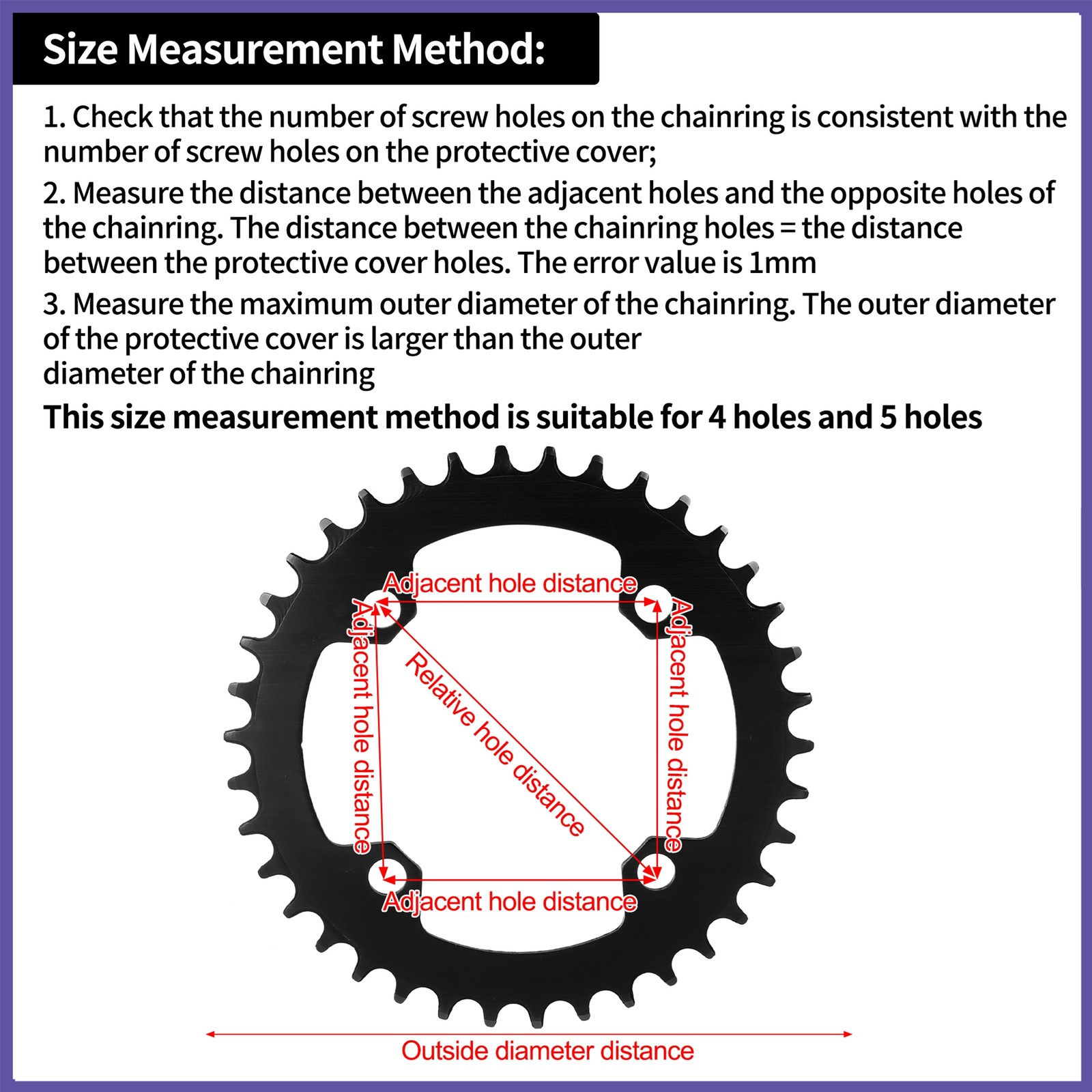 2 Pcs 48 Teeth 9.5cm 5 Holes Bike Crankset Chain Wheel Covers