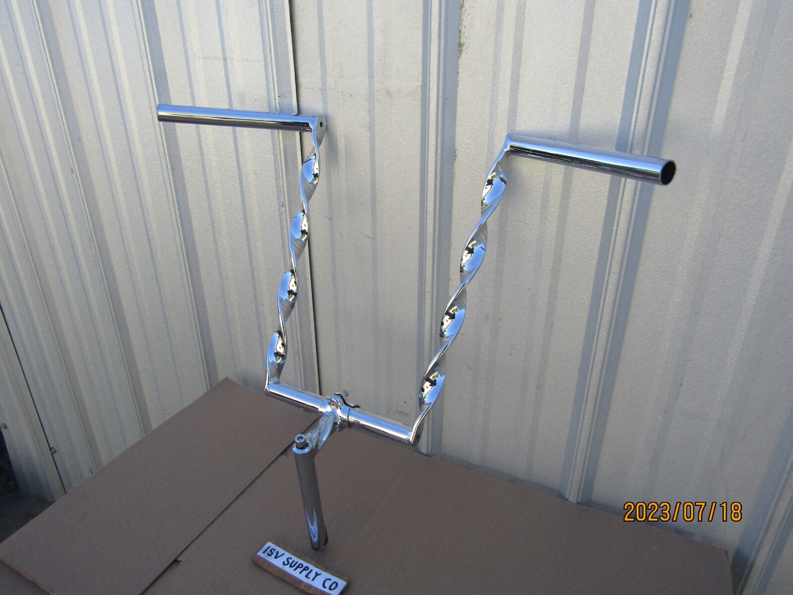 NEW CHROME LOWRIDER BICYCLE FLAT TWISTED HANDLEBAR & TWISTED GOOSENECK