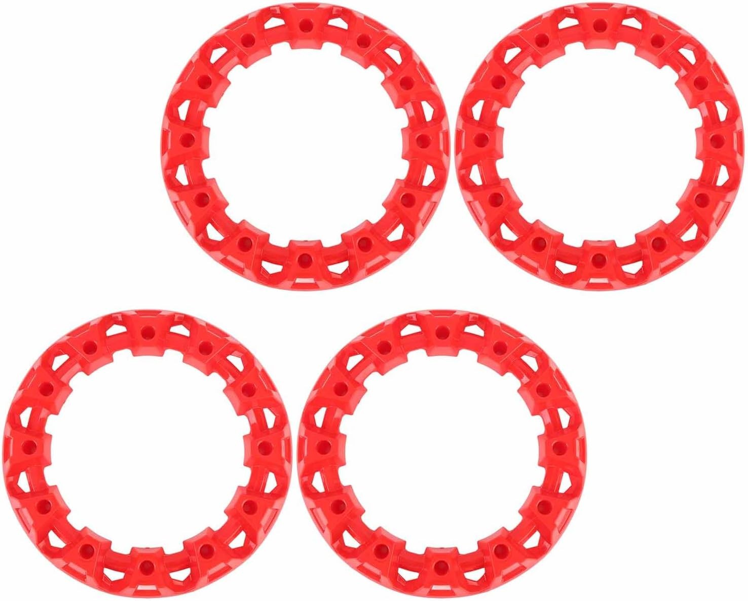4Pcs 10 Inch ATV Wheel Trim Hub Decor Rim Cap Plastic Scratch Proof Sporty Red