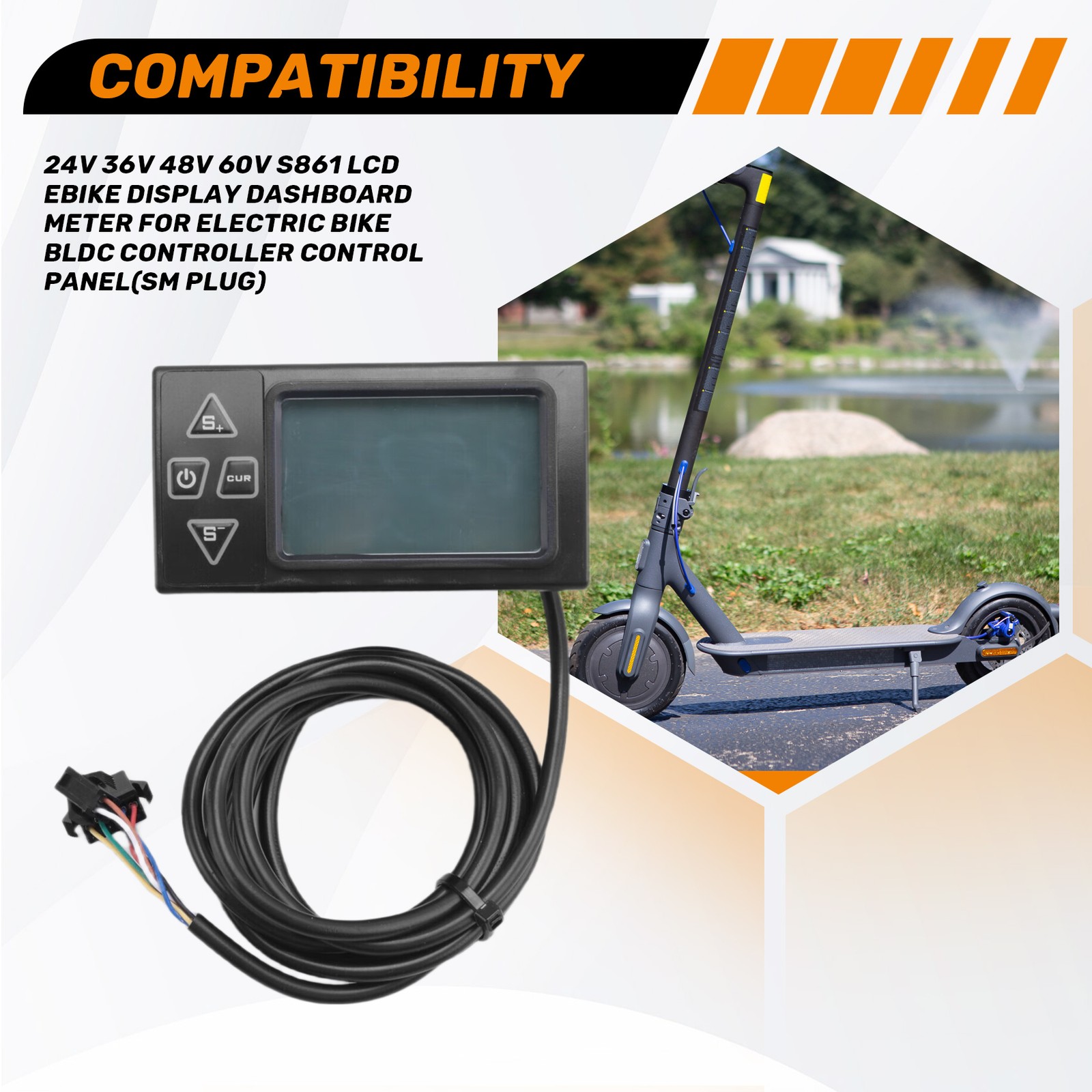 24V 36V 48V 60V S861 LCD Ebike Display Dashboard Meter for Electric Bike4483