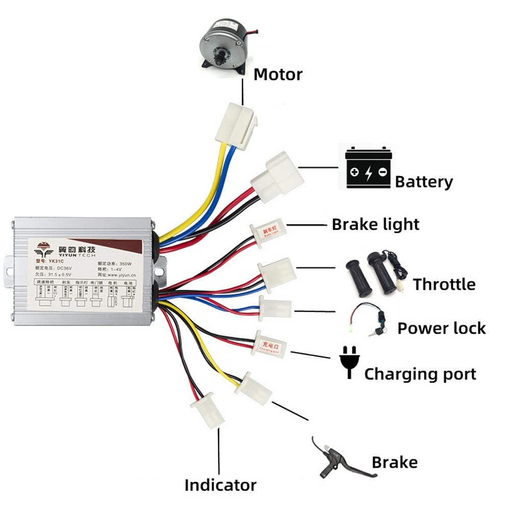 24V/36V/48V 250W/800W Motor Speed Controller For Bicycle Scooter E Bike Brush