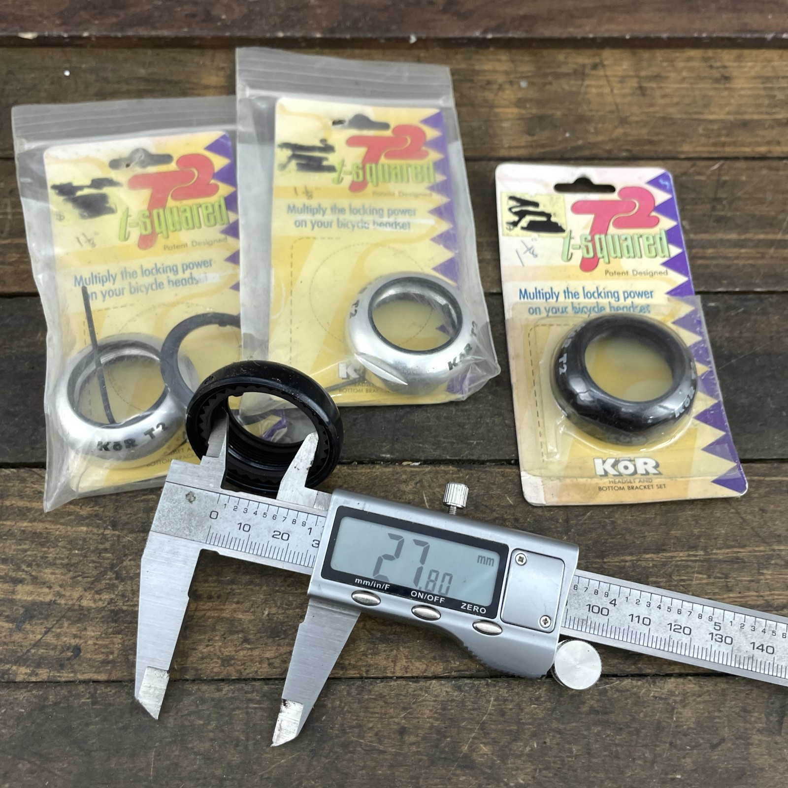 Vintage KOR T2 T-Squared 1 1/8″ Bicycle Headset Lock Threaded Set Lot MTB