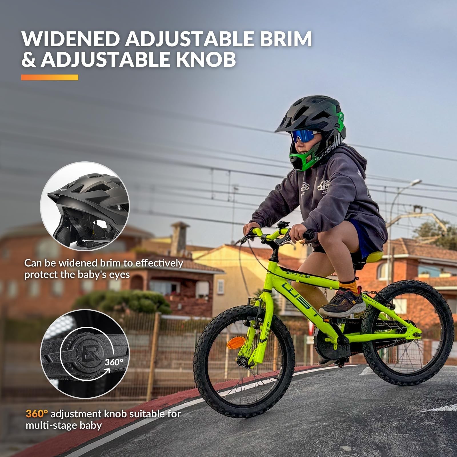 ROCKBROS Kids Full Face Helmet Kids Bike Helmets Lightweight Toddler Mountain…