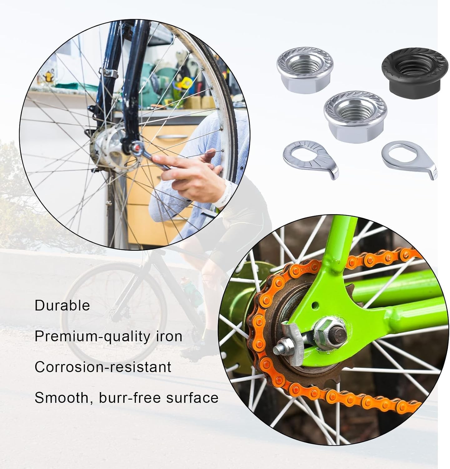 Bike Wheel Axle Nut and Safety Washer Kit – 12 Piece Set for All Bikes