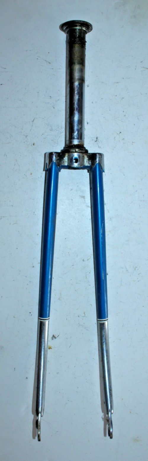Vintage Rigid Touring Road Bike Fork 700c 1″ Threaded 175mm Blue Steel Commuter~