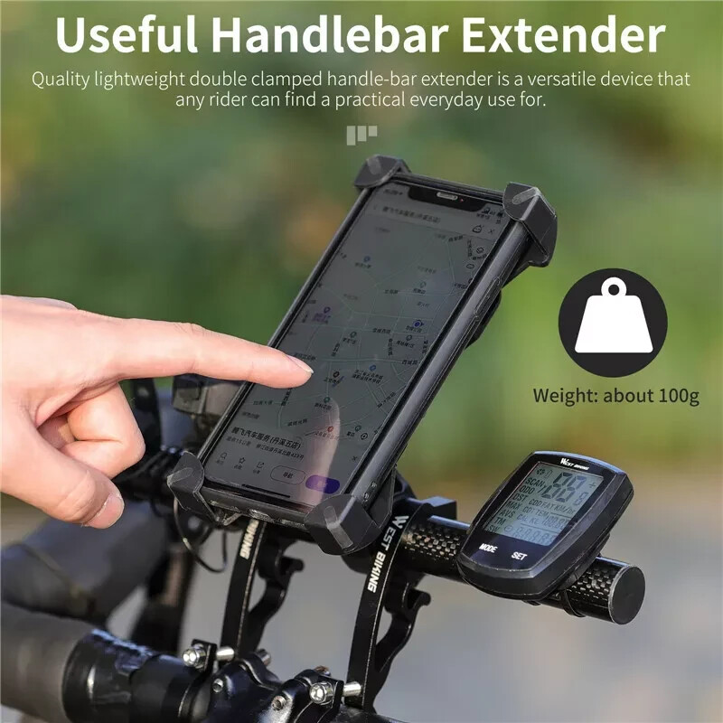 West Biking Bicycle Handlebar Extender Carbon Fiber Double Clamp Mount 18-35mm