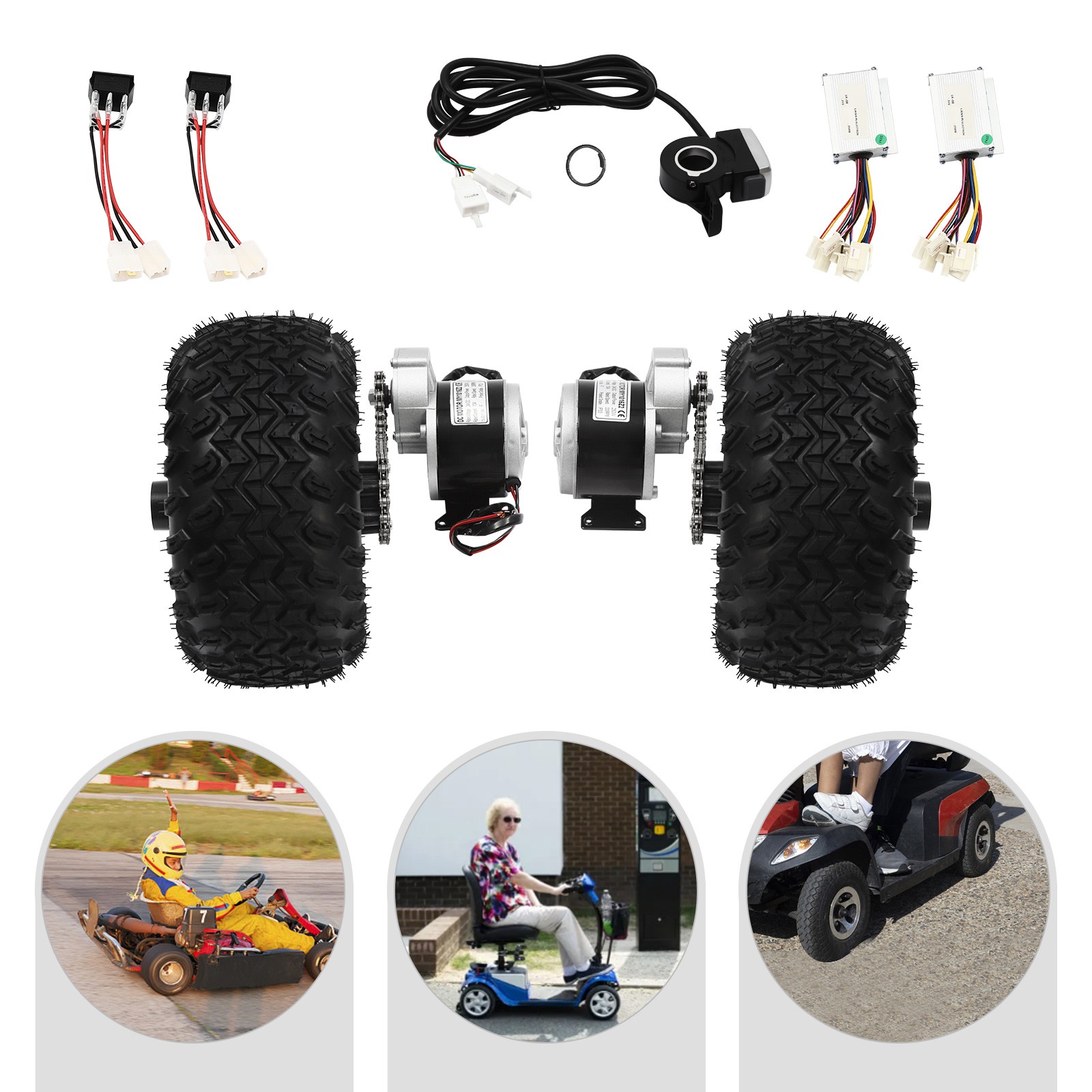 10″ Complet Motor Conversion Kit 24V 250W Double Wheel for Electric Cart Scooter