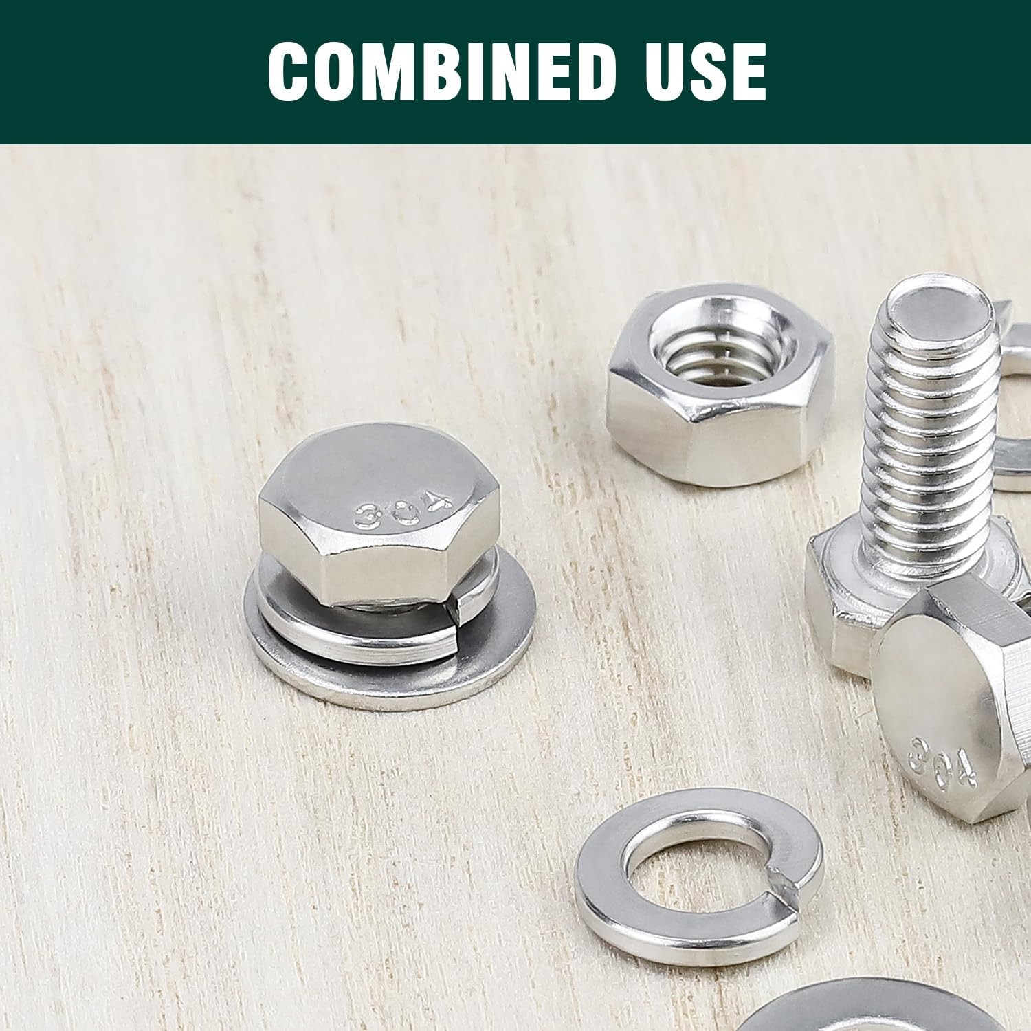 (10 Sets) 1/4-20 x 2 Hex Bolt and Nut Kit, 304 Stainless Steel (18-8), Fully …