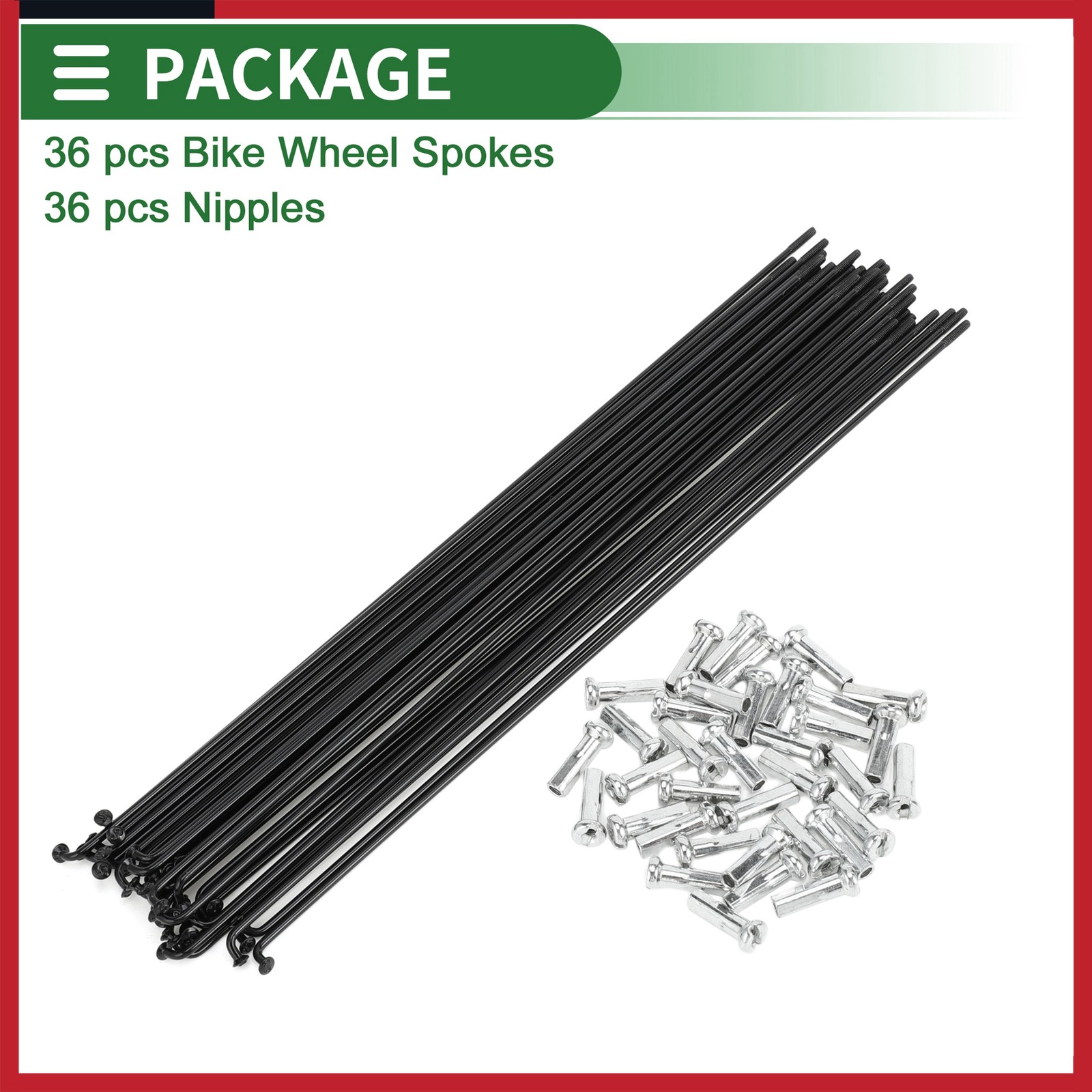 1 Set 14G 257mm Length Bicycle Spokes Nipple Carbon Steel Black Universal New