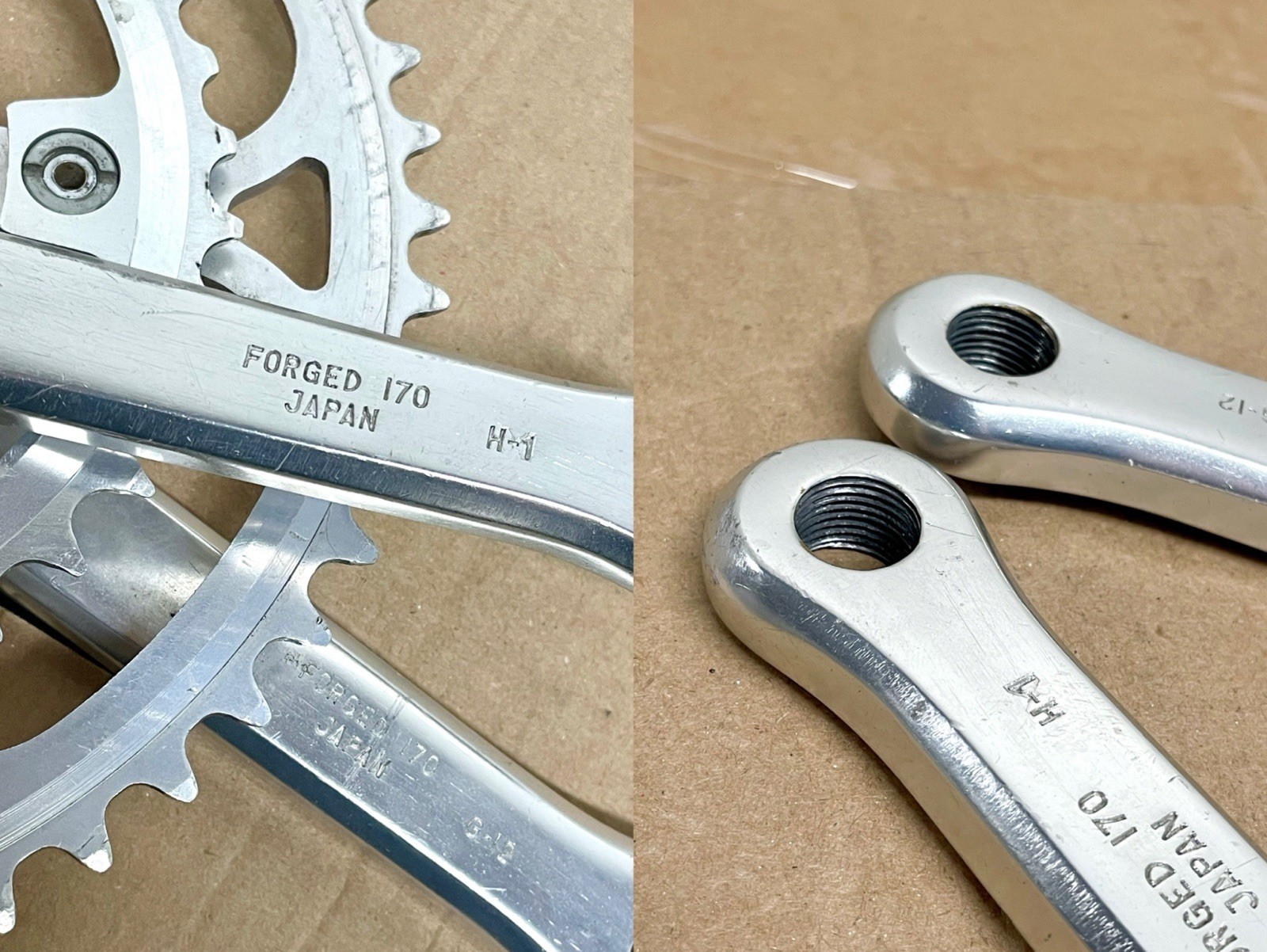 Vintage Sugino Super Maxy Crank Set 171mm Double Road Tour 52/38 Japan