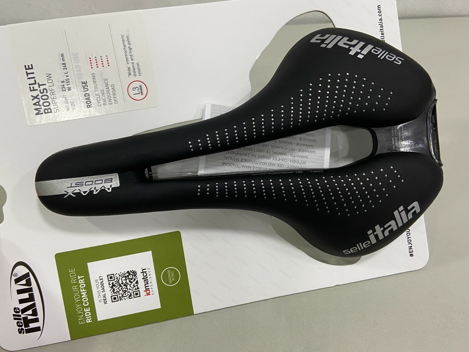 Selle Italia Max Flite Boost Gel SF 155x250mm (L3) Ti316 Rail Bicycle Saddle