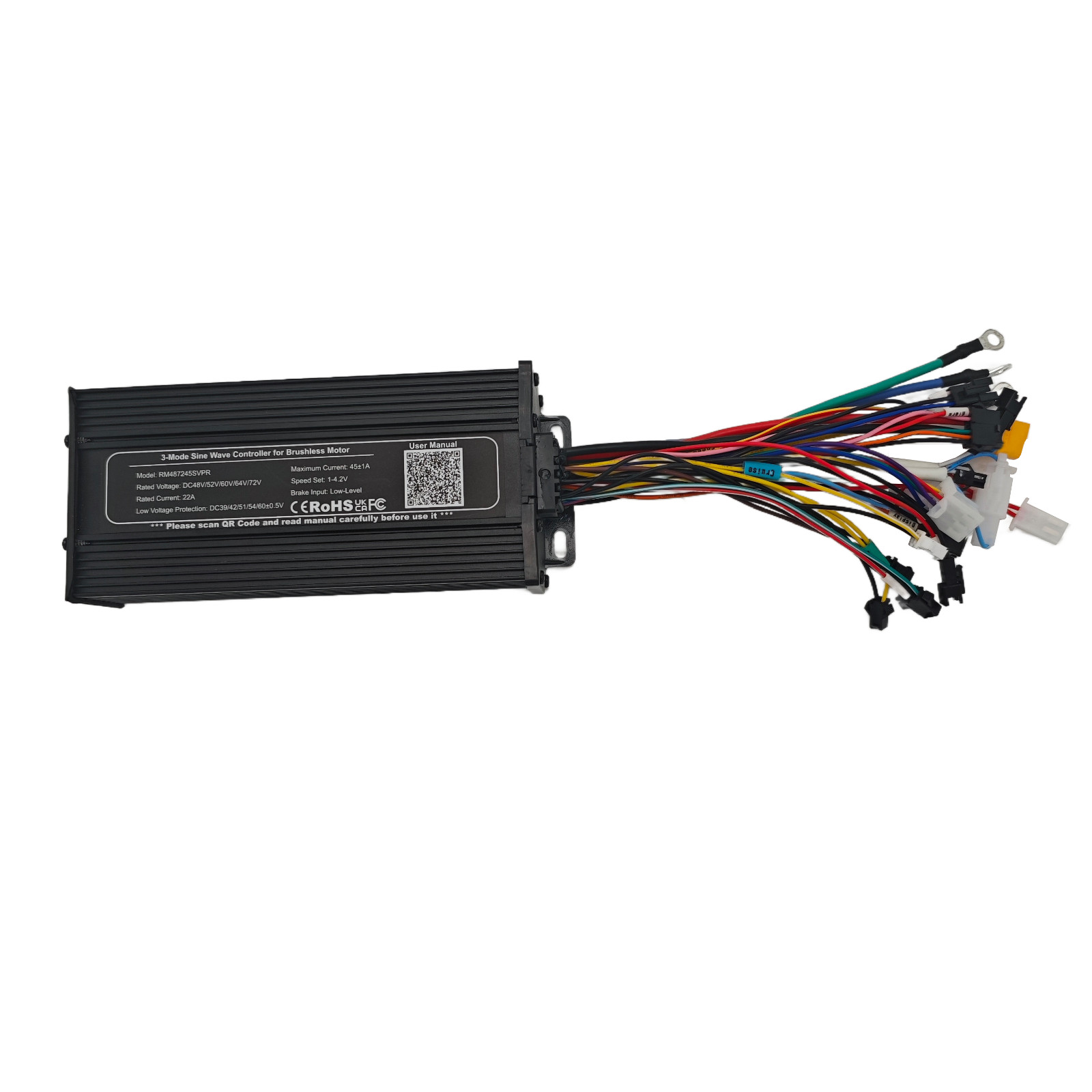 Electric Bike 48V 52V 60V 72V 1500W-3000W 45A 3-mode Sine Wave Ebike Controller
