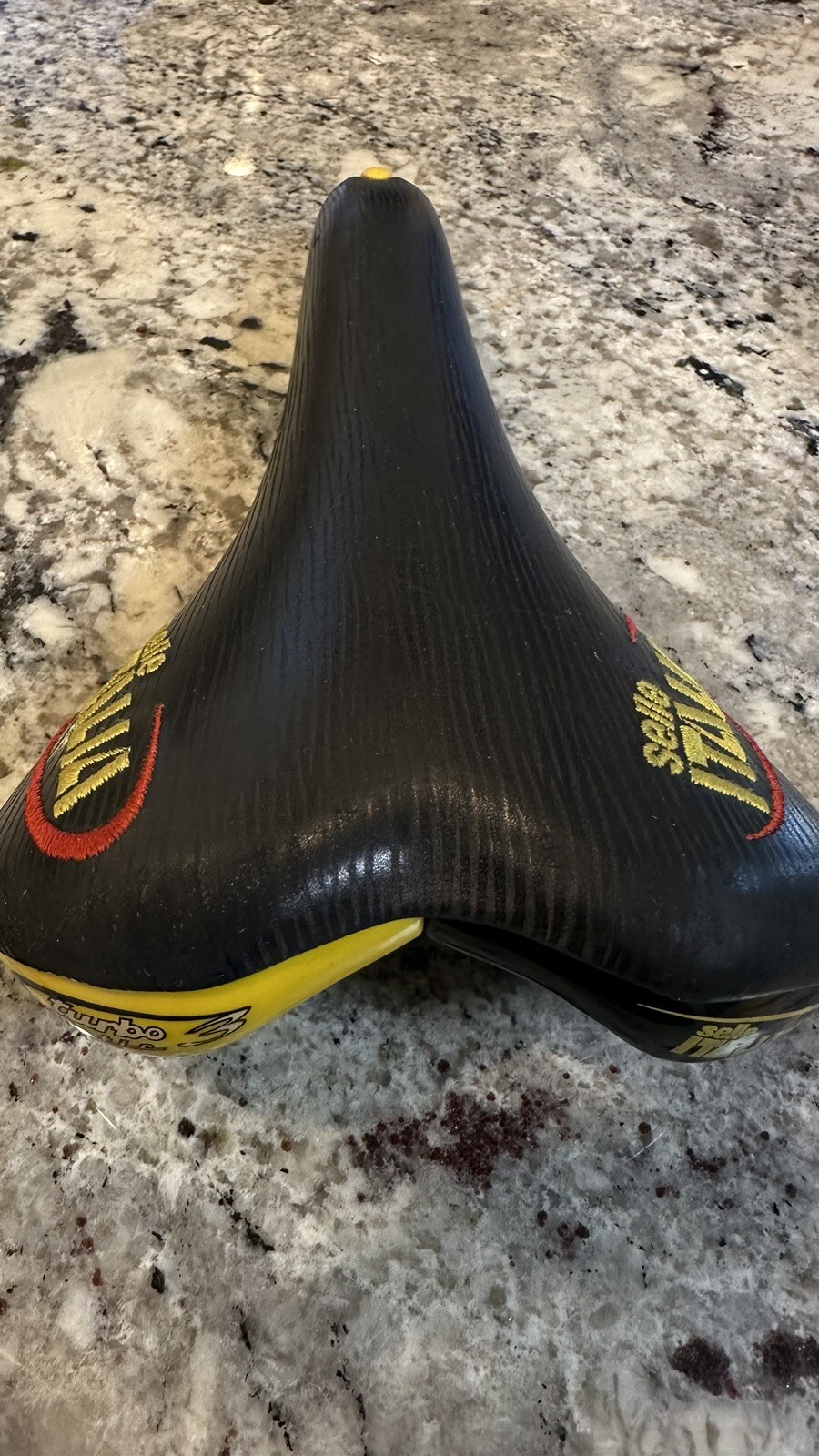 1999 Selle Italia Turbomatic 3 Black Leather Manganese Rail Saddle,Used Vintage