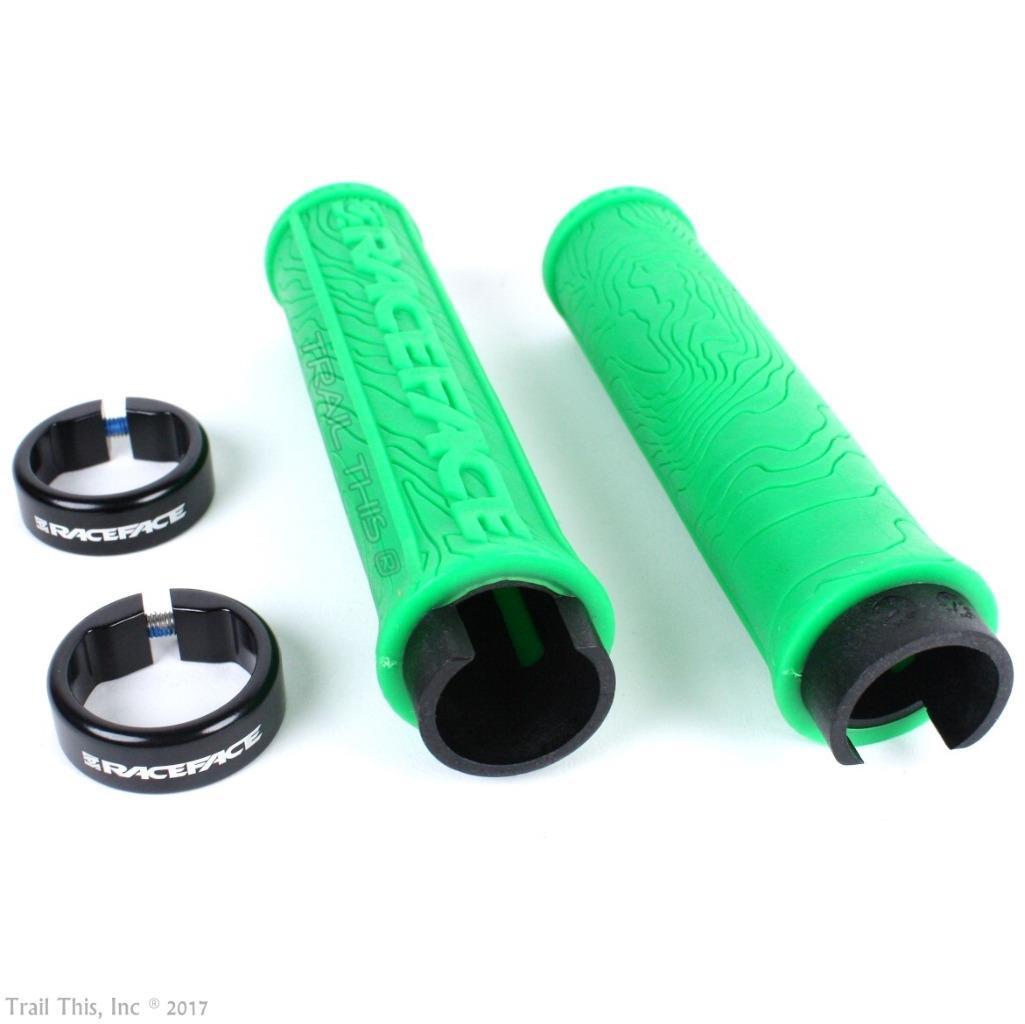 RaceFace Half Nelson Green Lock-On MTB DH BMX Handlebar Bike Grips Tacky 134mm