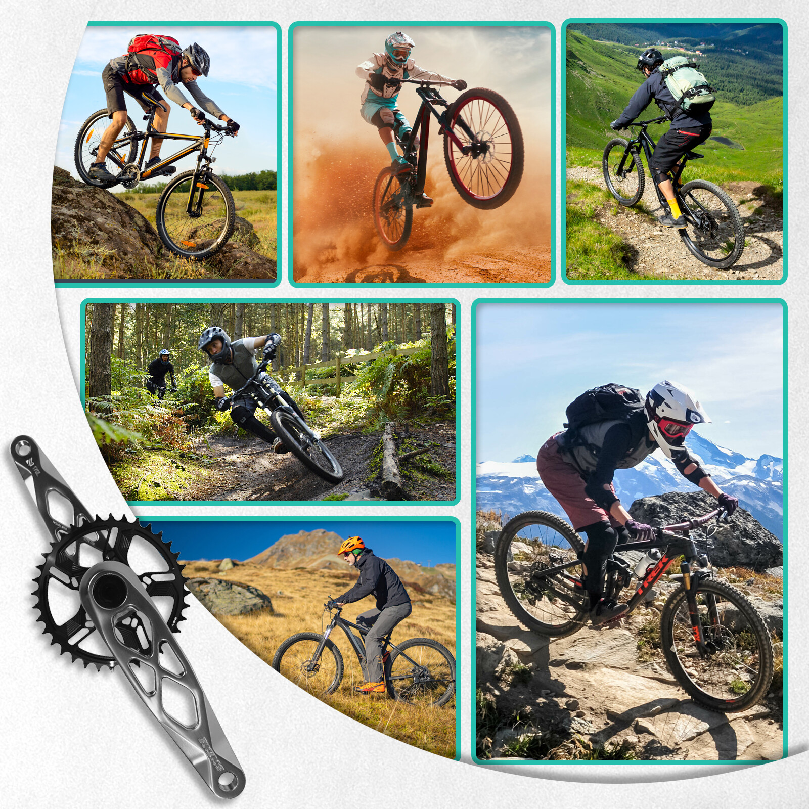 BUCKLOS 170mm Crankest Arm DH MTB Bike 32/34/36/38T Chainring DUB 29mm BB68/73mm