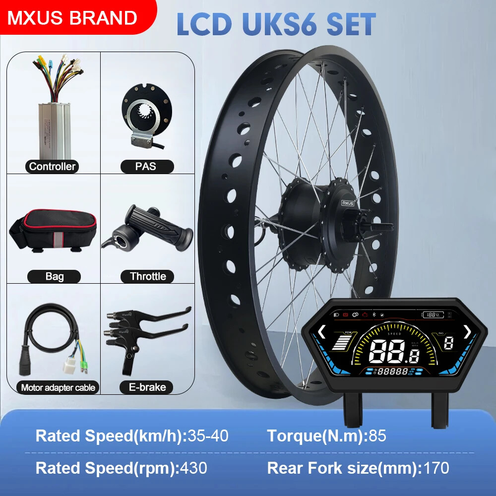20 24 26in Snow E-bicycle Conversion Kit 48V 750W Fat Tire Rear Rotate Hub Motor