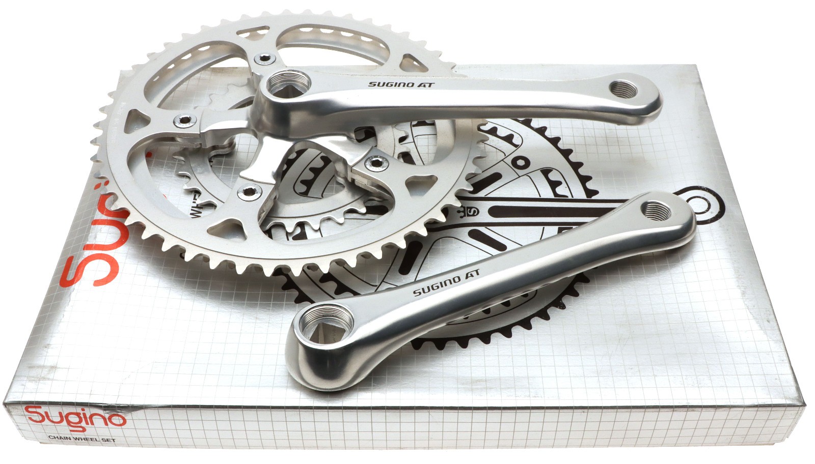 Sugino Aero Tour AT Crankset 170mm 50/46/30 Silver No Chainrings NOS NEW Vintage