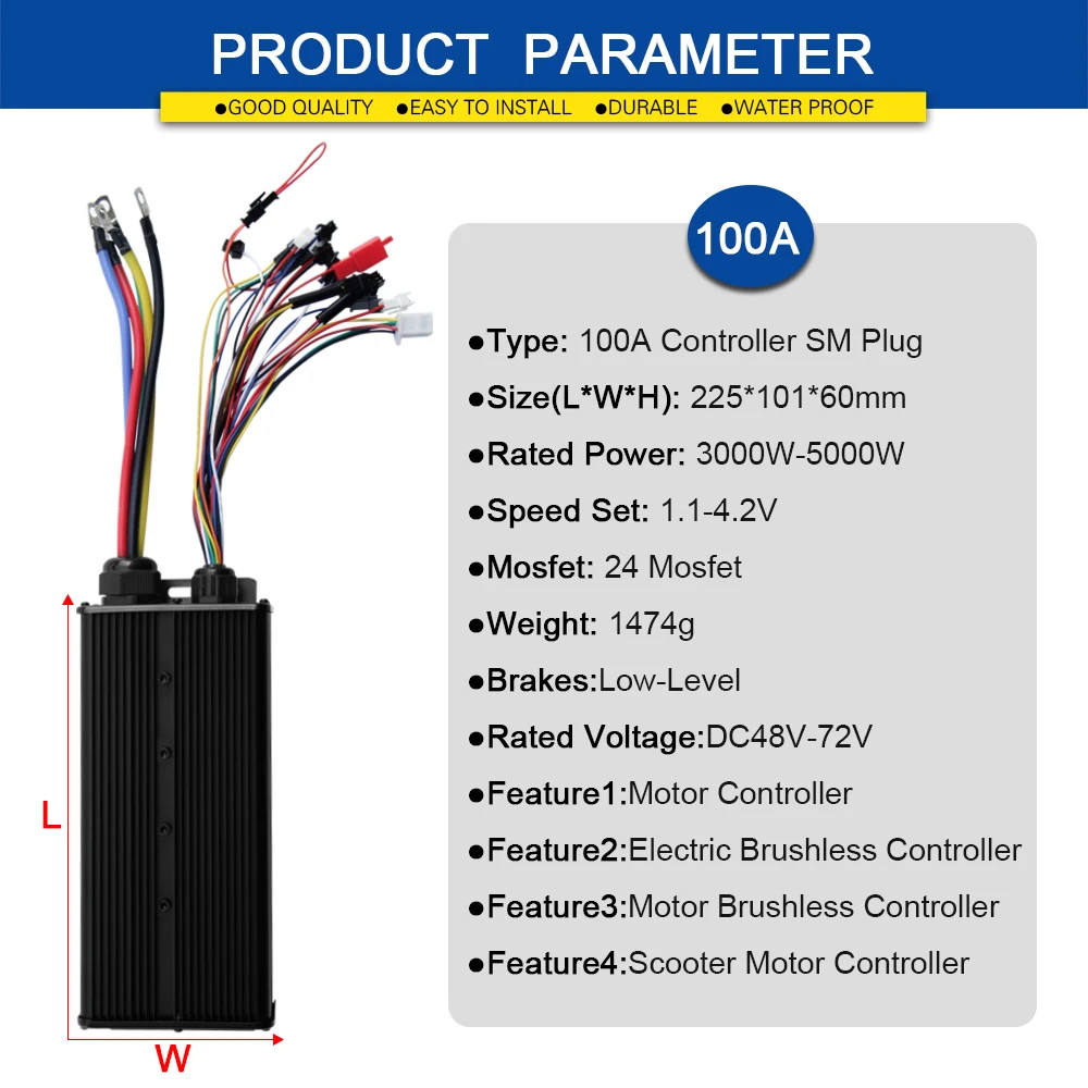 E-bike Sine Wave Controller 100A Three-Mode 48V 72V with UKC1 LCD Color Display