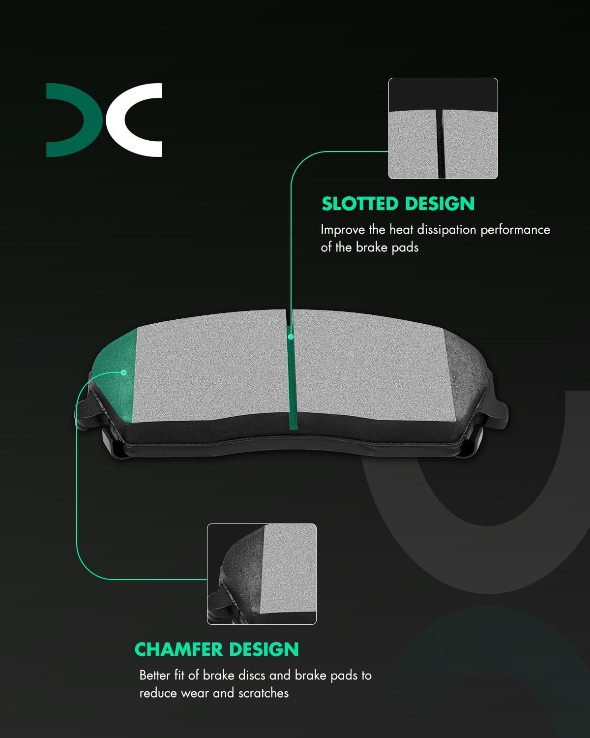 SCITOO D1056 Ceramic Brake Pads for Chrysler Dodge 2005-2019