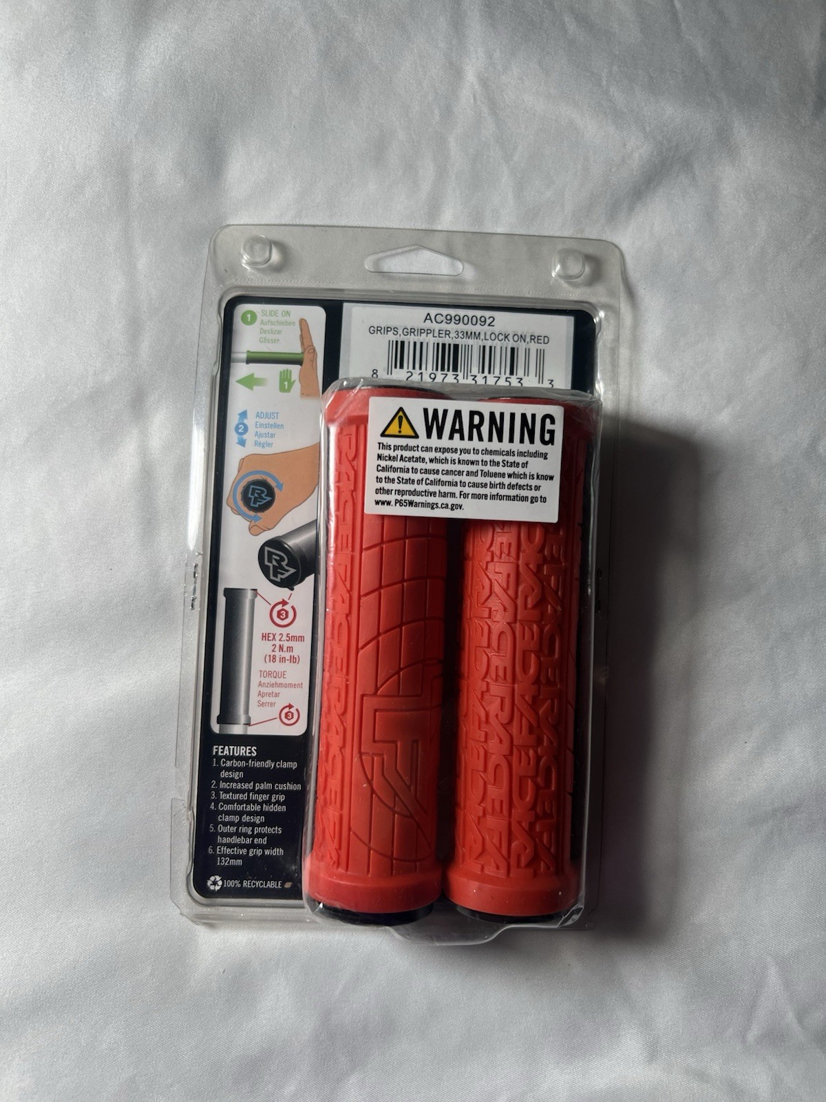 RaceFace Grippler Grips – Red, Lock-On, 33mm