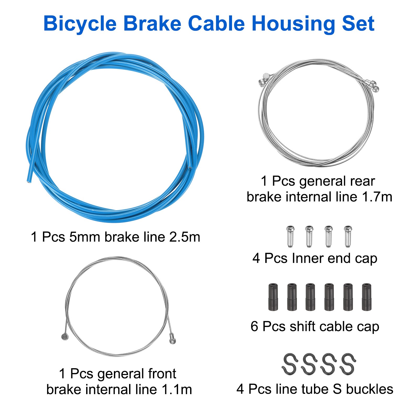 Bicycle Brake Cable Housing Set Universal Bike Brake Cable Housing Kit, Blue