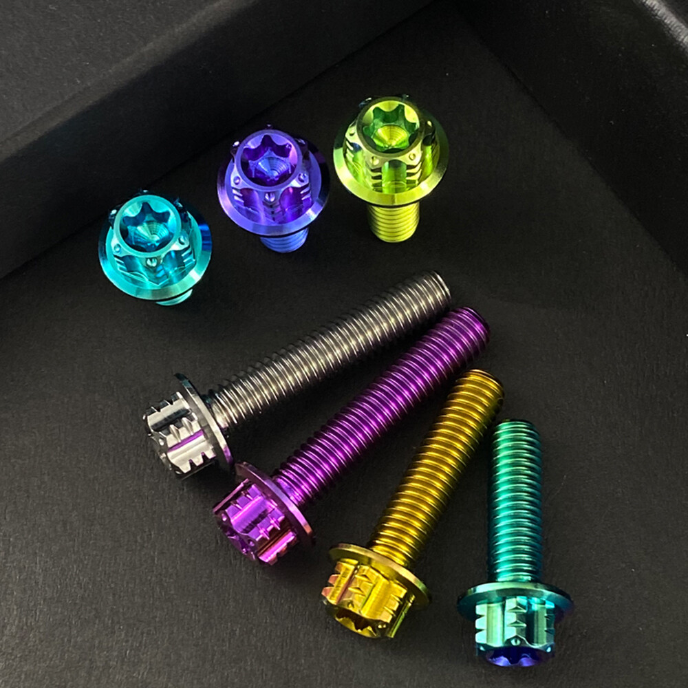 Grade 5 Titanium Screws M6 x 10/12/15/20/25/30-70mm (1.0mm) Flange Star Ti Bolts
